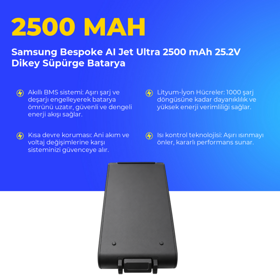 Samsung Bespoke AI Jet Ultra 2500 mAh 25.2V Dikey Süpürge Batarya