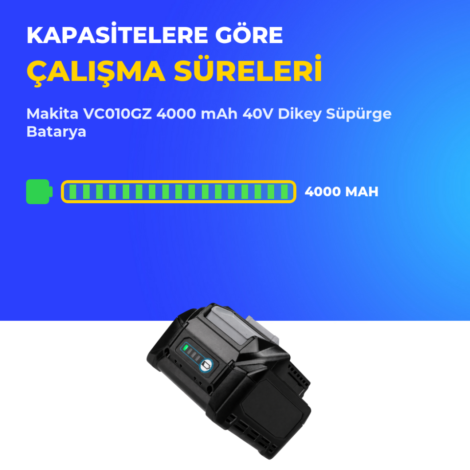 Makita VC010GZ 4000 mAh 40V Dikey Süpürge Batarya