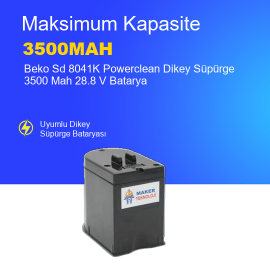 Beko Sd 8041K Powerclean Dikey Süpürge 3500 Mah 28.8 V Batarya – Orjinal Uyumlu Uzun Ömürlü Pil