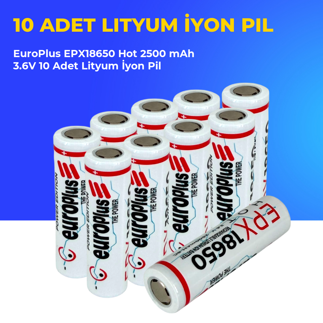 EuroPlus EPX18650 Hot 2500 mAh 3.6V 10 Adet Lityum İyon Pil