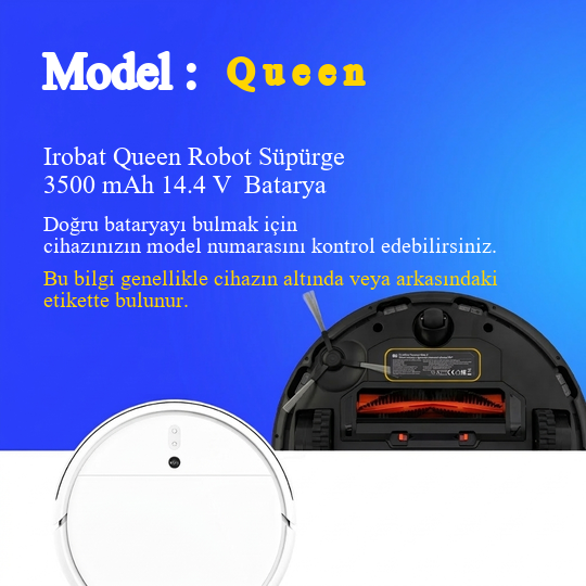 Irobat Queen Robot Süpürge 3500 mAh 14.4 V  Batarya – Orjinal Uyumlu Uzun Ömürlü, Yüksek Performans Pil