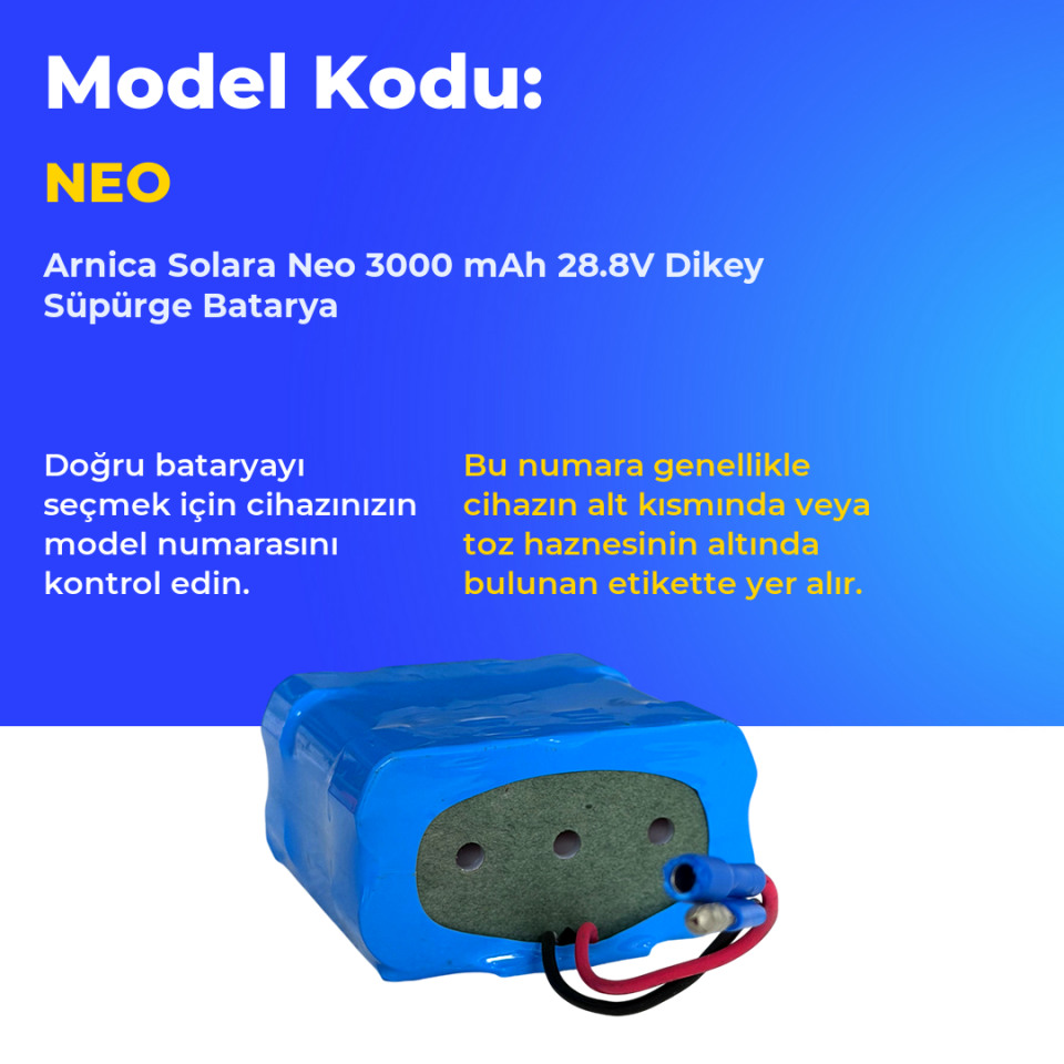 Arnica Solara Neo 3000 mAh 28.8V Dikey Süpürge Batarya