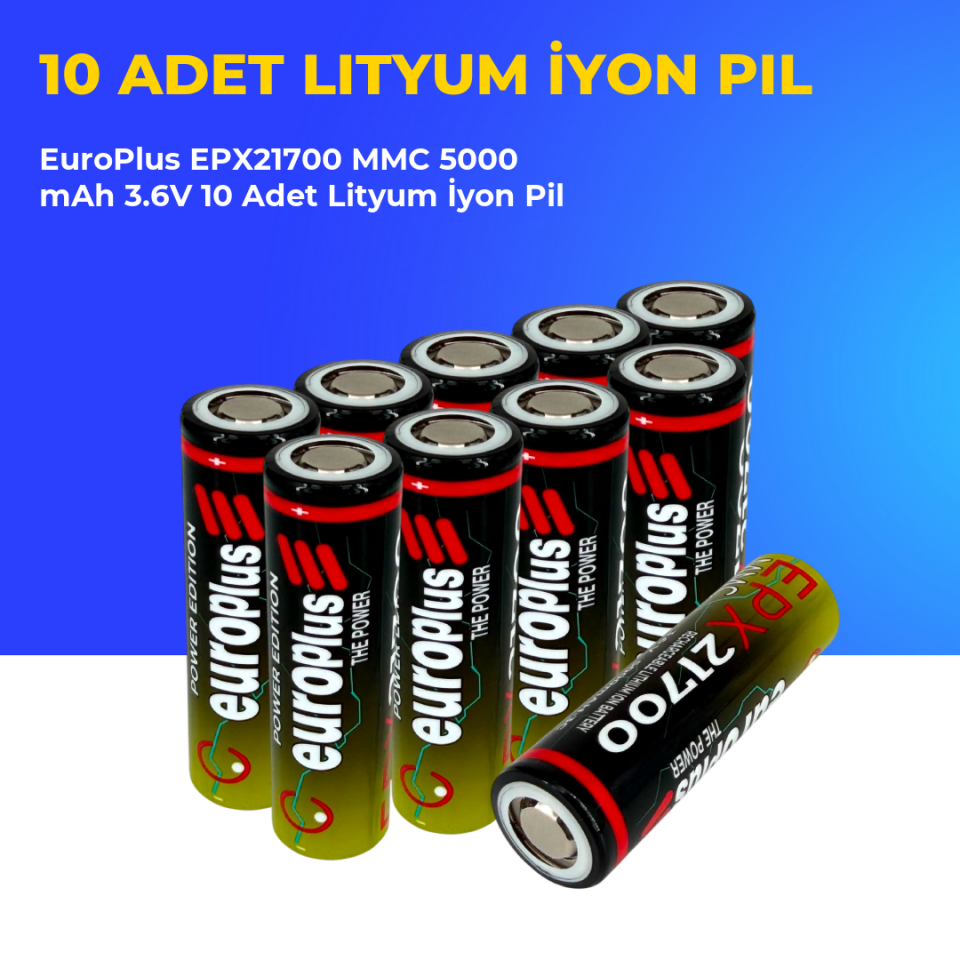 EuroPlus EPX21700 MMC 5000 mAh 3.6V 10 Adet Lityum İyon Pil