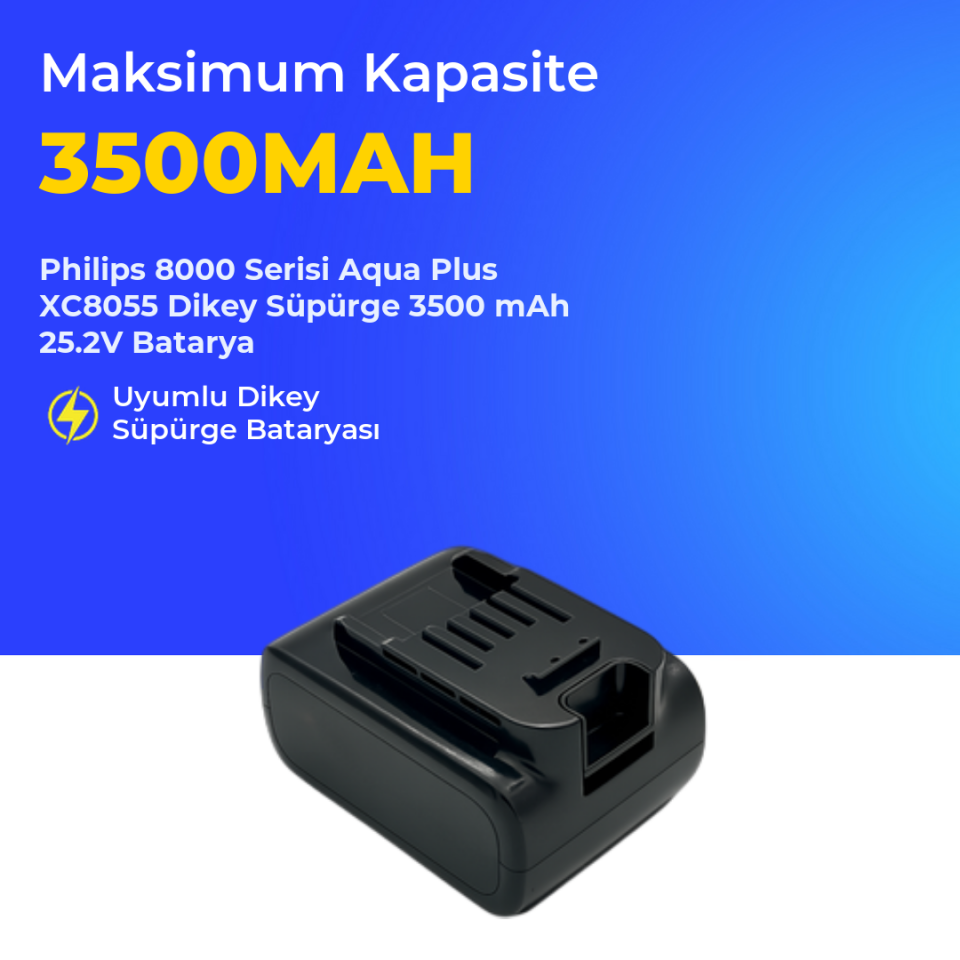 Philips 8000 Serisi Aqua Plus XC8055/01 Dikey Süpürge 3500 mAh 25.2 V Batarya