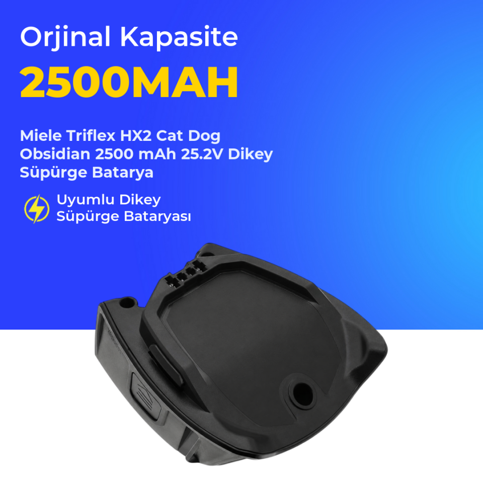 Miele Triflex HX2 Cat Dog Obsidian 2500 mAh 25.2V Dikey Süpürge Batarya