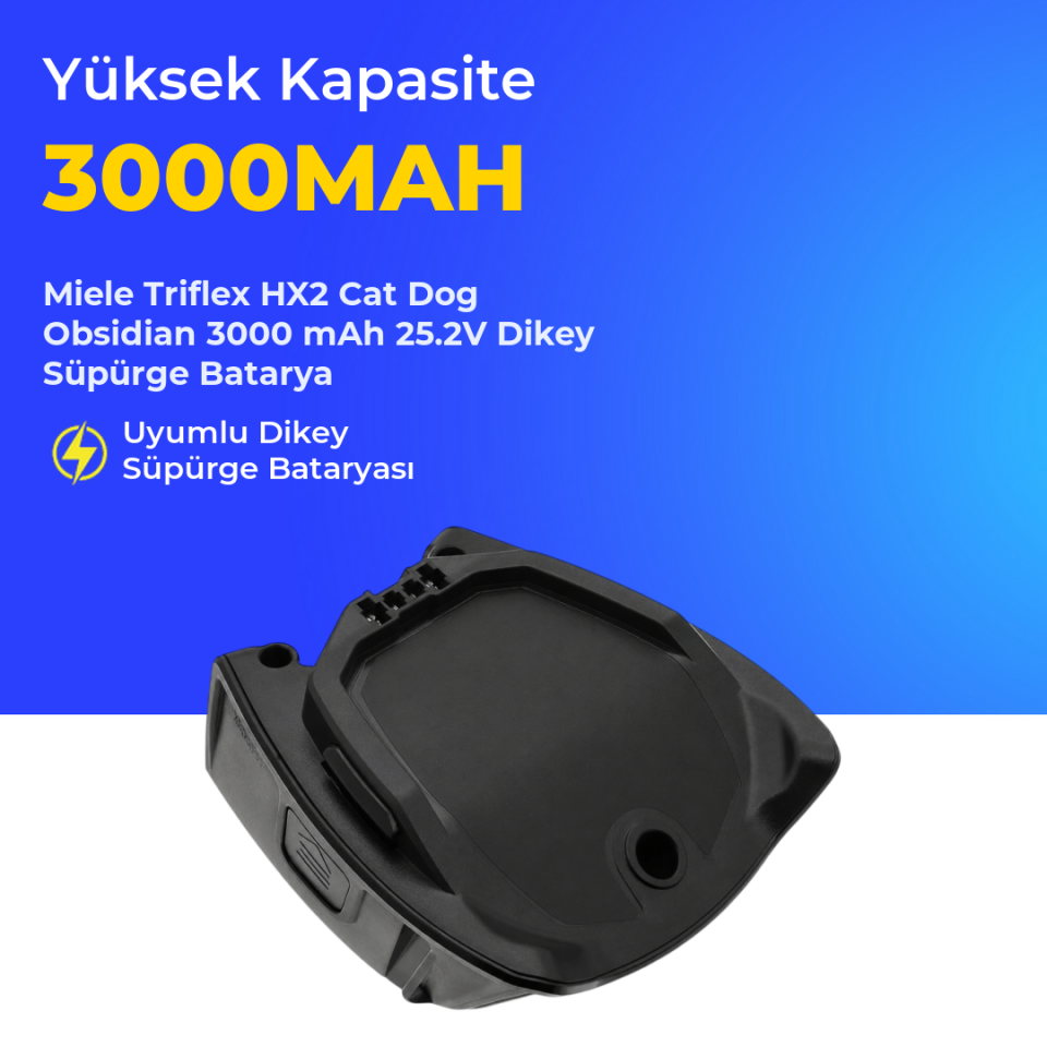 Miele Triflex HX2 Cat Dog Obsidian 3000 mAh 25.2V Dikey Süpürge Batarya