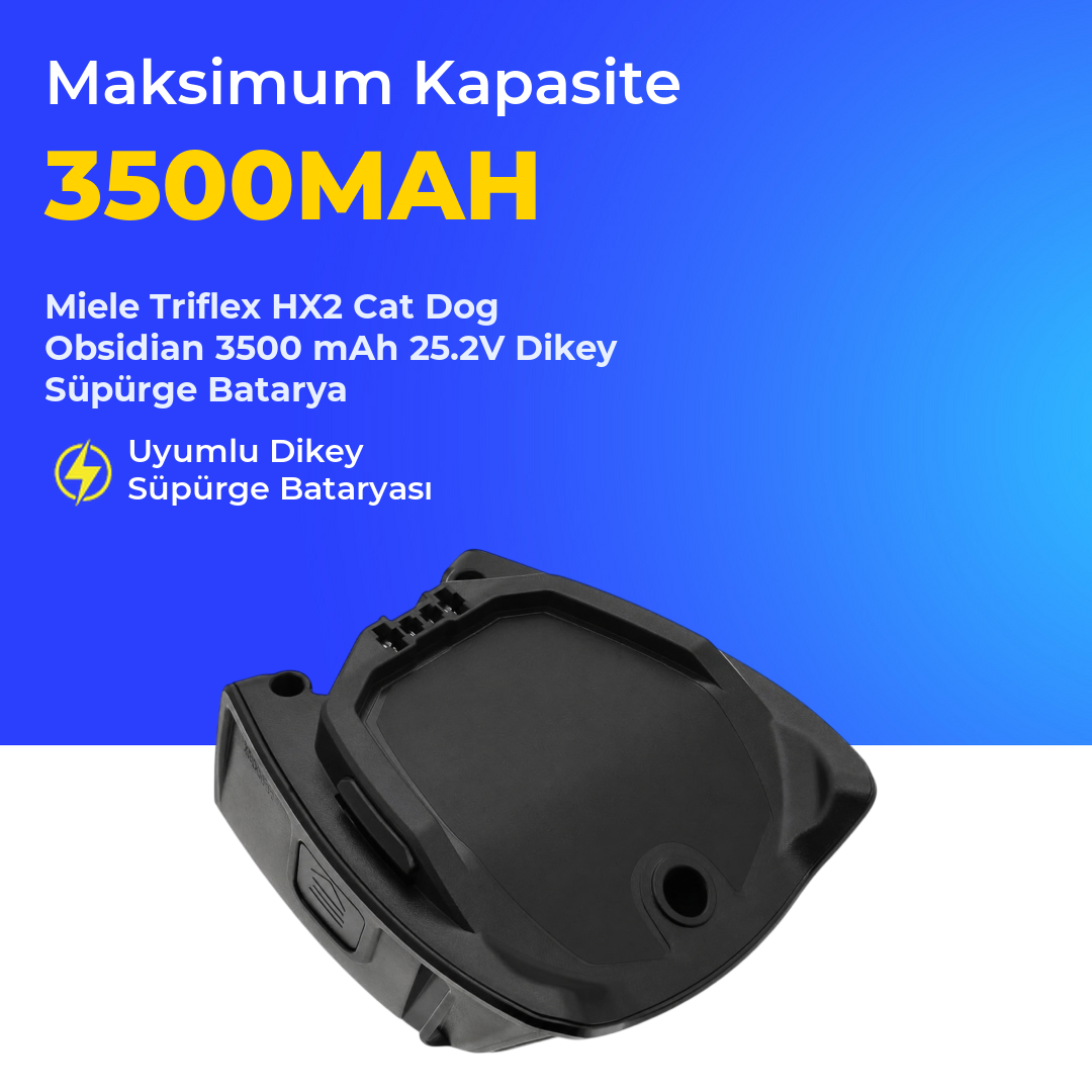 Miele Triflex HX2 Cat Dog Obsidian 3500 mAh 25.2V Dikey Süpürge Batarya