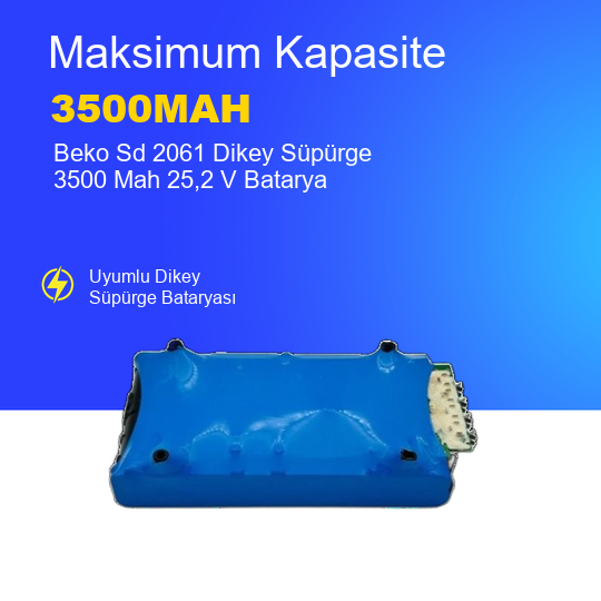 Beko Sd 2061 Dikey Süpürge 3500 Mah 25,2 V Batarya – Orjinal Uyumlu Uzun Ömürlü, Yüksek Performans Pil