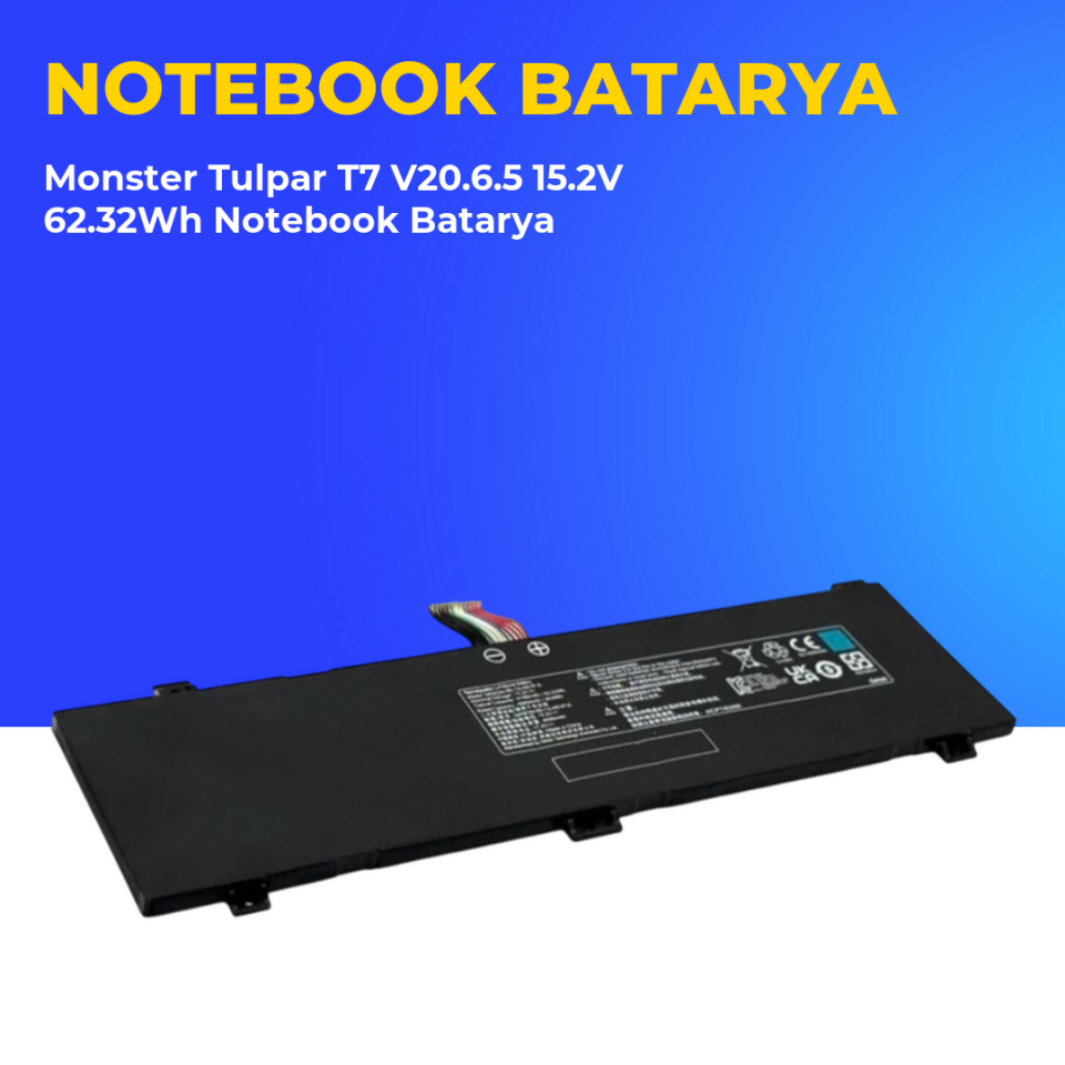 Monster Tulpar T7 V20.6.5 15.2V 62.32Wh Notebook Batarya
