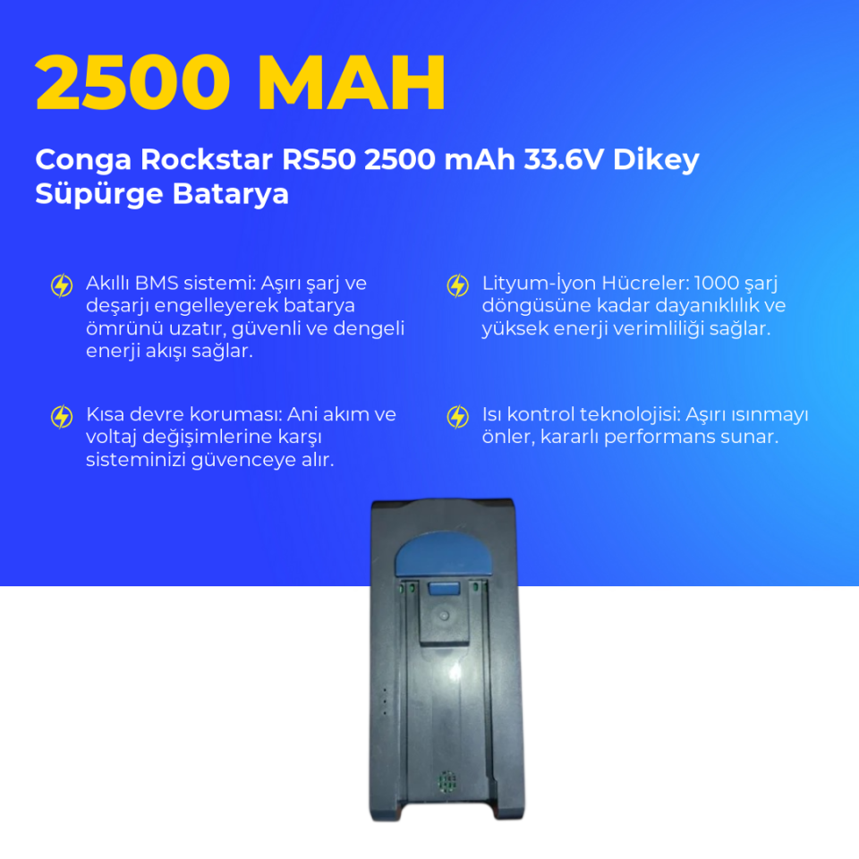 Conga Rockstar RS50 2500 mAh 33.6V Dikey Süpürge Batarya