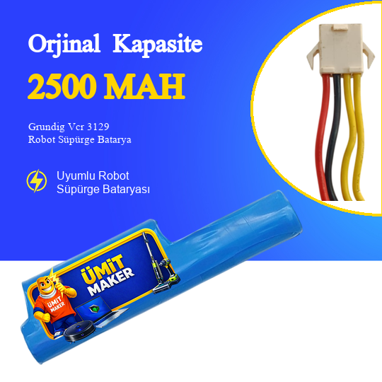 Grundig Vcr 3129 Robot Süpürge Bataryası 2500 Mah 10,8 V Batarya - Orijinal Uyumlu Uzun Ömürlü, Yüksek Performans Pil
