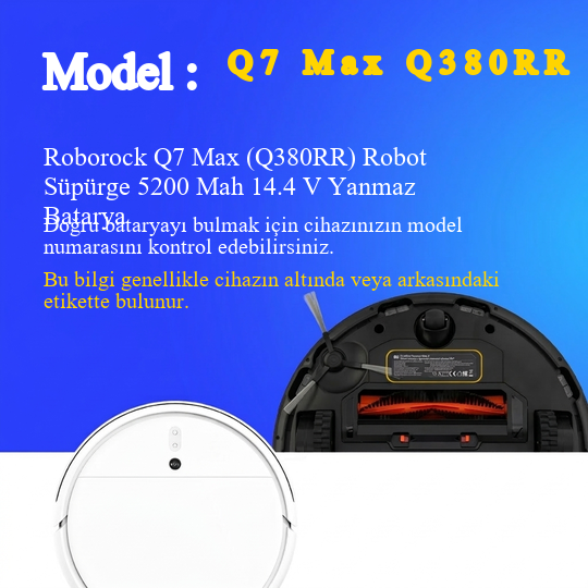 Roborock Q7 Max (Q380RR) Robot Süpürge 5200 Mah 14.4 V Yanmaz Batarya – Orjinal Uyumlu Uzun Ömürlü Pil