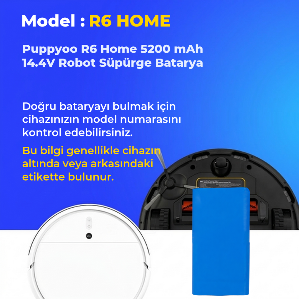 Puppyoo R6 Home 5200 mAh 14.4V Robot Süpürge Batarya