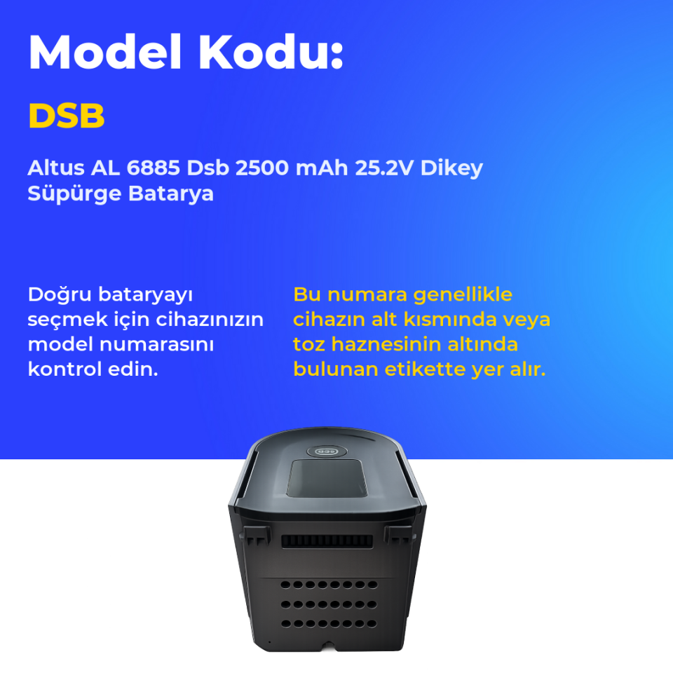 Altus AL 6885 Dsb 2500 mAh 25.2V Dikey Süpürge Batarya