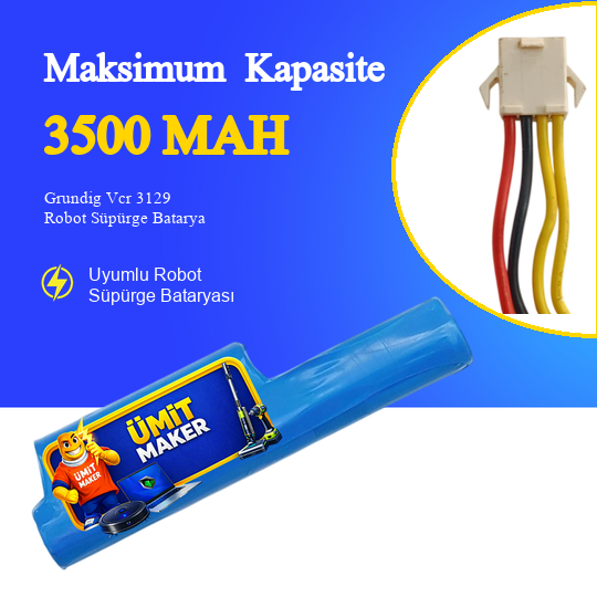 Grundig Vcr 3129 Robot Süpürge Bataryası 3500 Mah 10.8 V Batarya - Orijinal Uyumlu Uzun Ömürlü, Yüksek Performans Pil