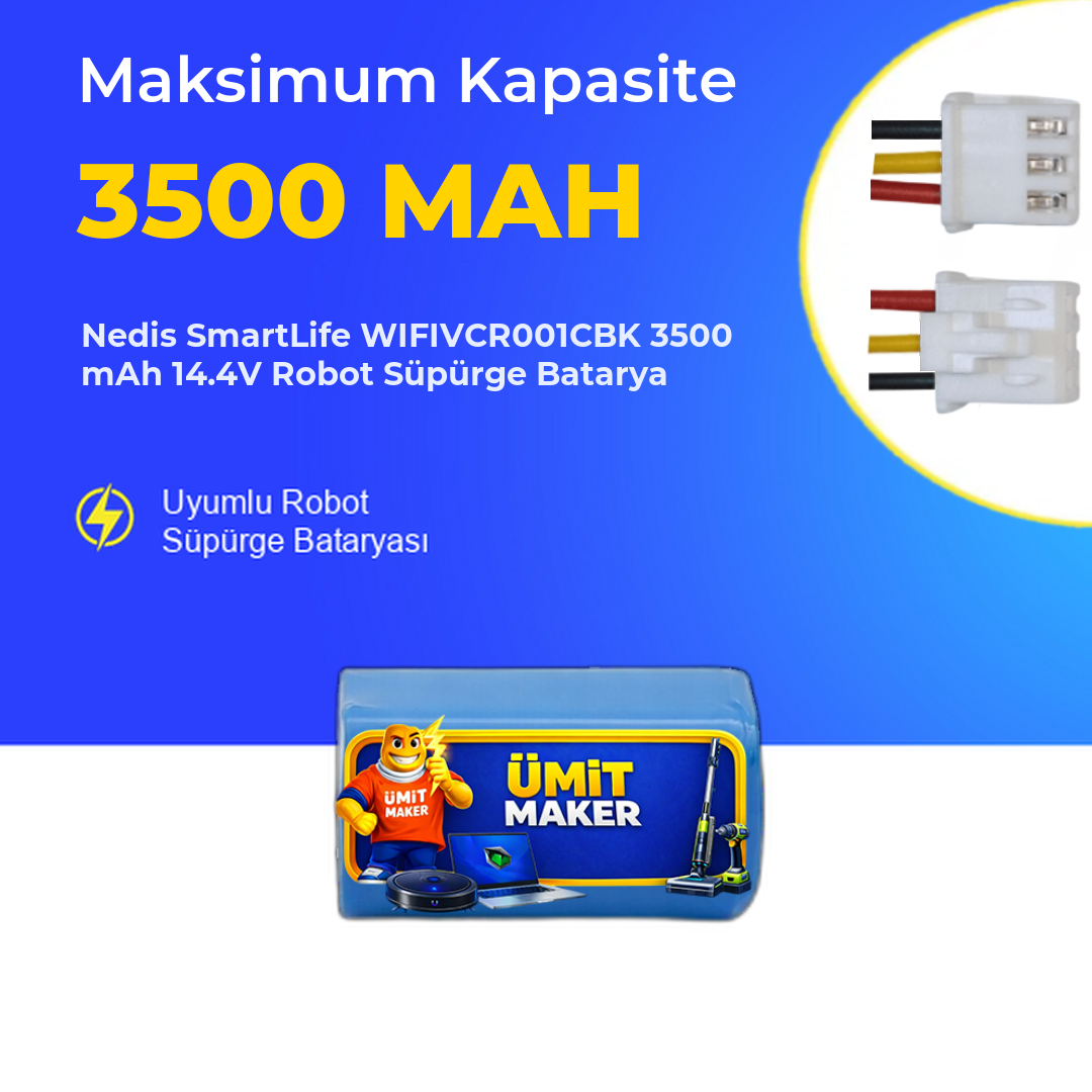 Nedis SmartLife WIFIVCR001CBK 3500 mAh 14.4V Robot Süpürge Batarya
