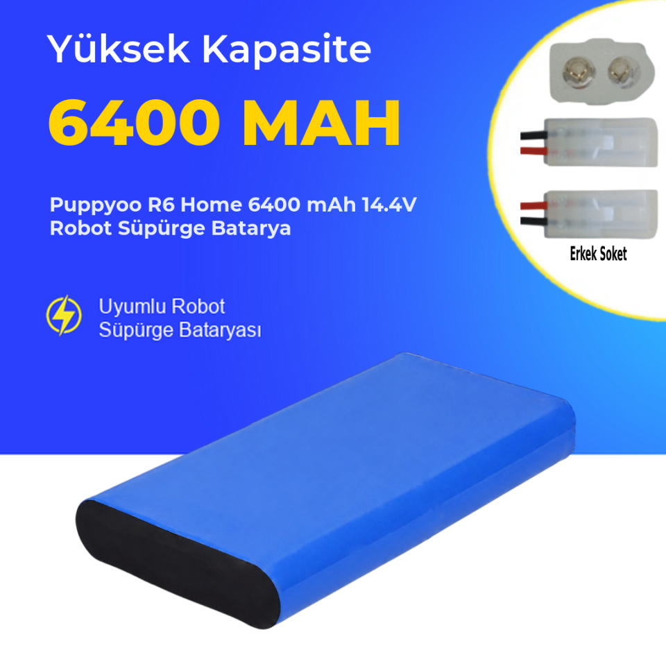 Puppyoo R6 Home 6400 mAh 14.4V Robot Süpürge Batarya