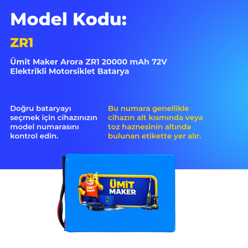 Arora ZR1 20000 mAh 72V Elektrikli Motorsiklet Batarya