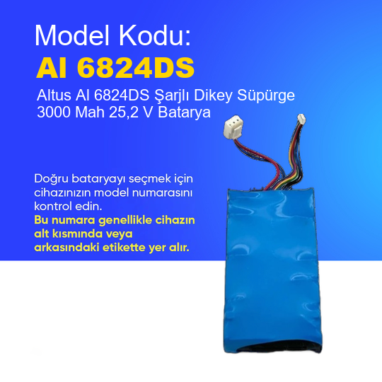 Altus Al 6824DS Şarjlı Dikey Süpürge 3000 Mah 25,2 V Batarya