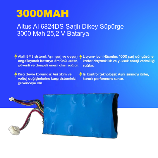 Altus Al 6824DS Şarjlı Dikey Süpürge 3000 Mah 25,2 V Batarya