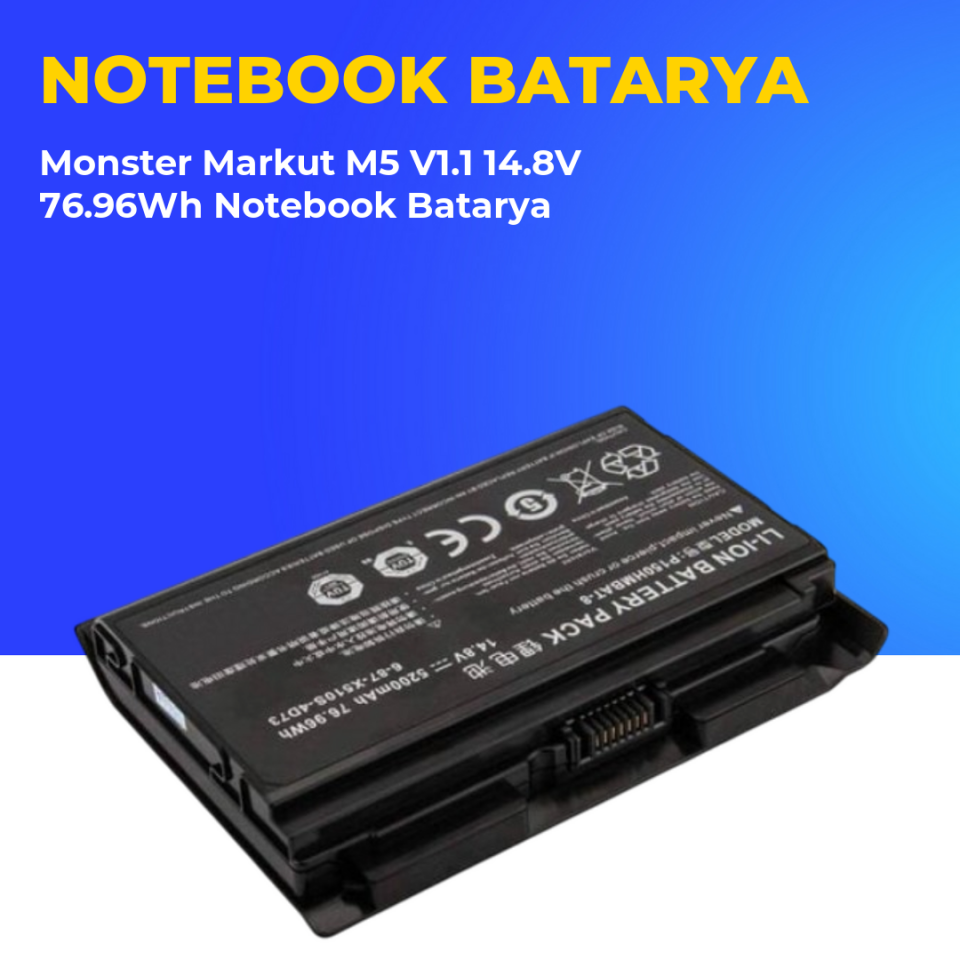 Monster Markut M5 V1.1 14.8V 76.96Wh Notebook Batarya