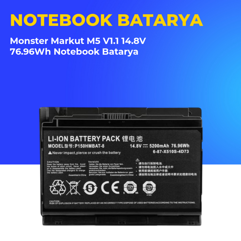Monster Markut M5 V1.1 14.8V 76.96Wh Notebook Batarya