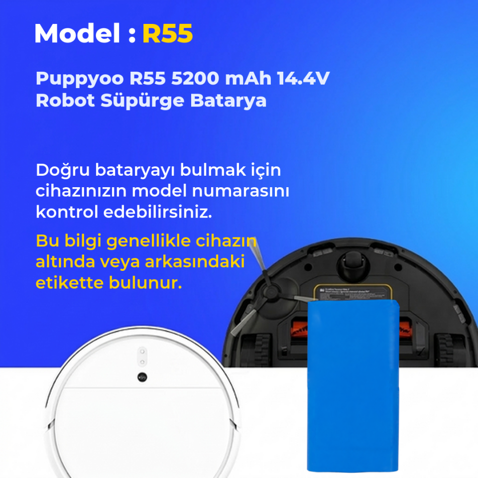 Puppyoo R55 5200 mAh 14.4V Robot Süpürge Batarya