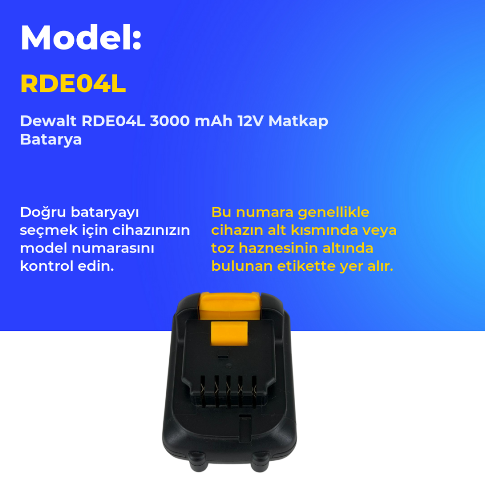 Dewalt RDE04L 3000 mAh 12V Matkap Batarya