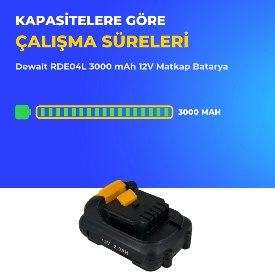 Dewalt RDE04L 3000 mAh 12V Matkap Batarya