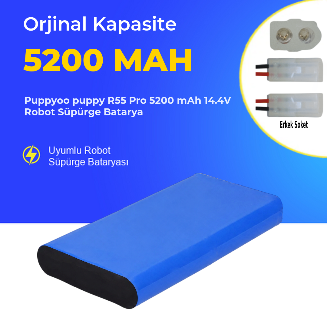 Puppyoo puppy R55 Pro 5200 mAh 14.4V Robot Süpürge Batarya
