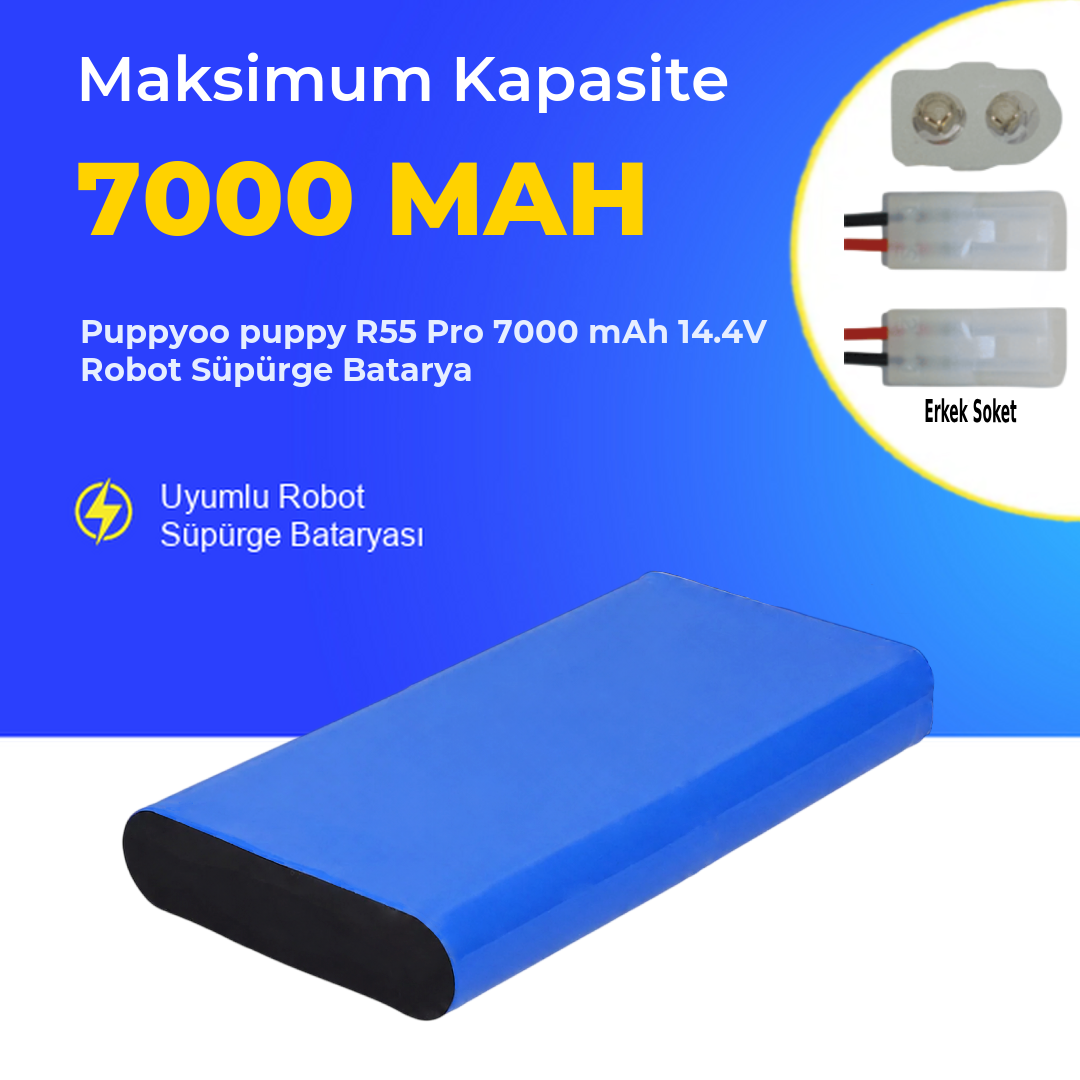 Puppyoo puppy R55 Pro 7000 mAh 14.4V Robot Süpürge Batarya