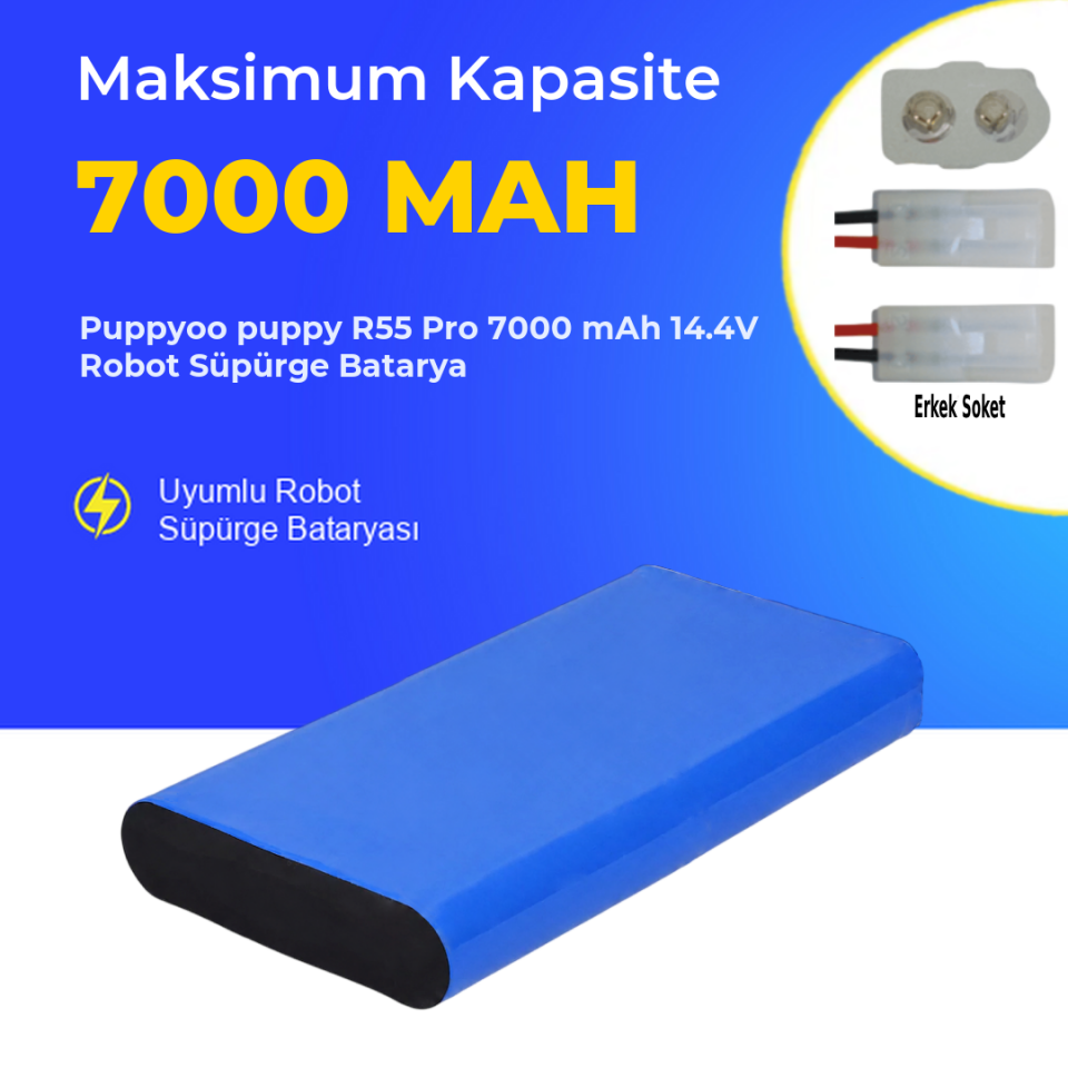 Puppyoo puppy R55 Pro 7000 mAh 14.4V Robot Süpürge Batarya