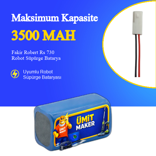 Fakir Robert Rs 730 Robot Süpürge 3500 mAh 14.4 V Batarya – Orjinal Uyumlu Uzun Ömürlü, Yüksek Performans Pil
