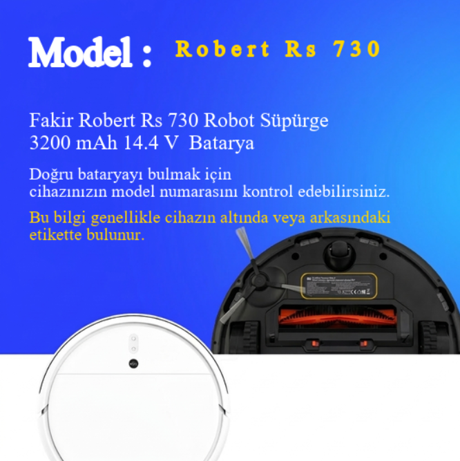 Fakir Robert Rs 730 Robot Süpürge 3200 mAh 14.4 V Yanmaz Batarya – Orjinal Uyumlu Uzun Ömürlü, Yüksek Performans Pil