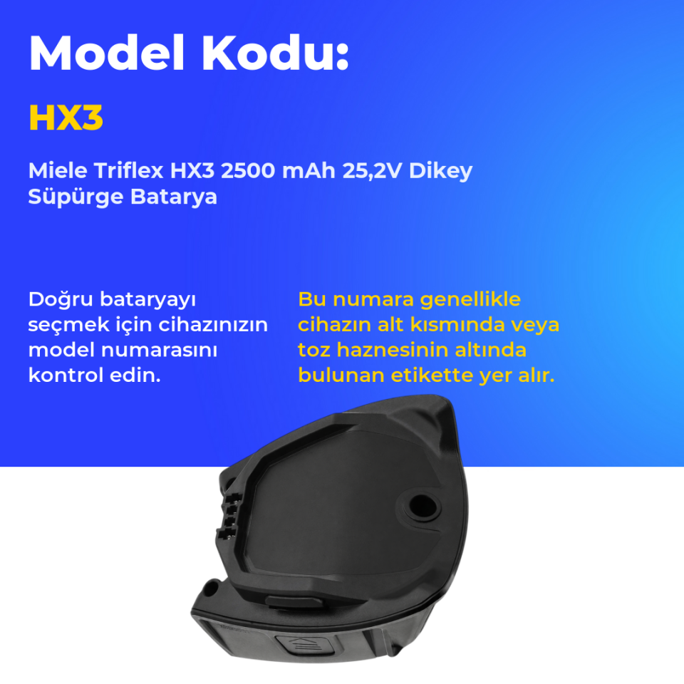 Miele Triflex HX3 2500 mAh 25,2V Dikey Süpürge Batarya