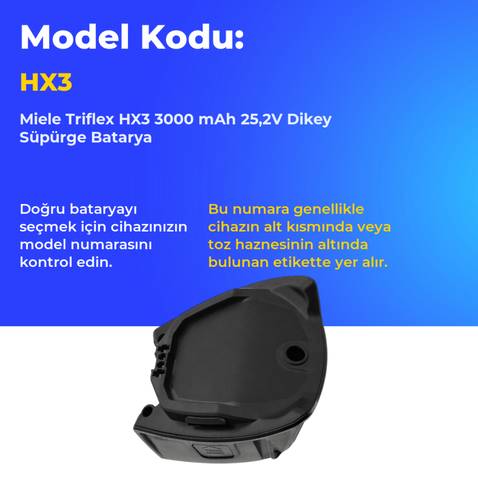 Miele Triflex HX3 3000 mAh 25,2V Dikey Süpürge Batarya