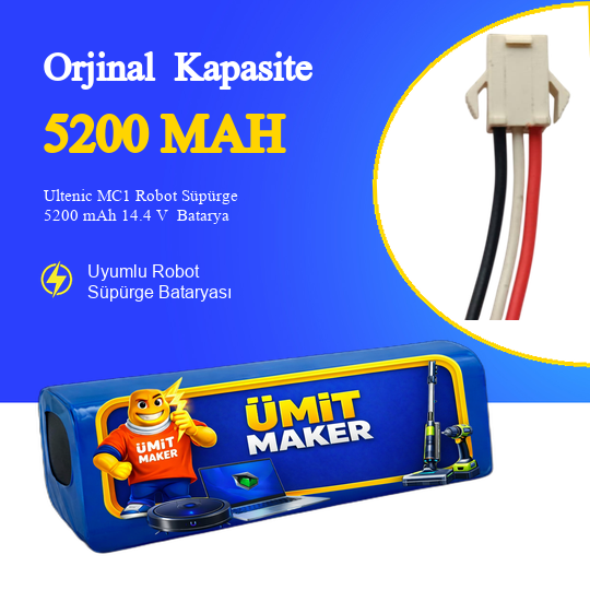 Ultenic MC1 Robot Süpürge 5200 mAh 14.4 V  Batarya – Orjinal Uyumlu Uzun Ömürlü, Yüksek Performans Pil