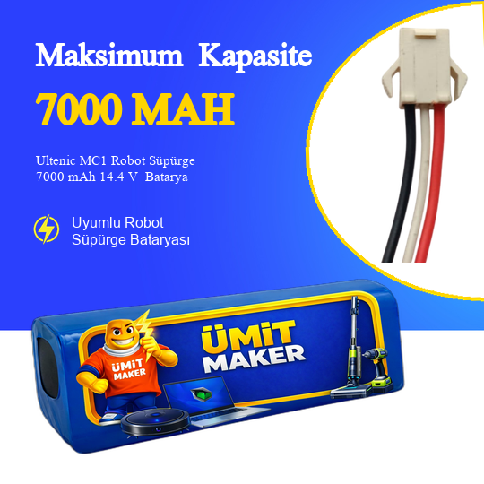 Ultenic MC1 Robot Süpürge 7000 mAh 14.4 V  Batarya – Orjinal Uyumlu Uzun Ömürlü, Yüksek Performans Pil