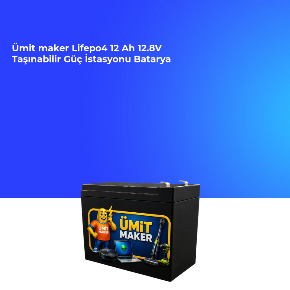 Lifepo4 12 Ah 12.8V Taşınabilir Güç İstasyonu Batarya