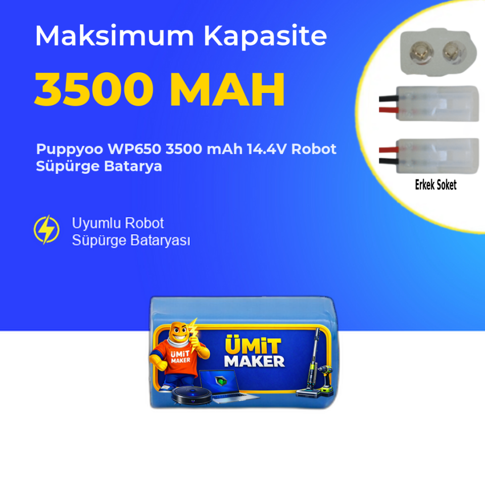 Puppyoo WP650 3500 mAh 14.4V Robot Süpürge Batarya