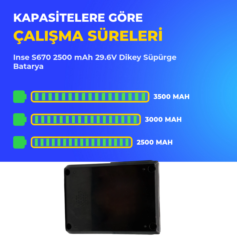 Inse S670 2500 mAh 29.6V Dikey Süpürge Batarya