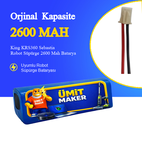 King KRS360 Sebastia Robot Süpürge 2600 Mah Batarya