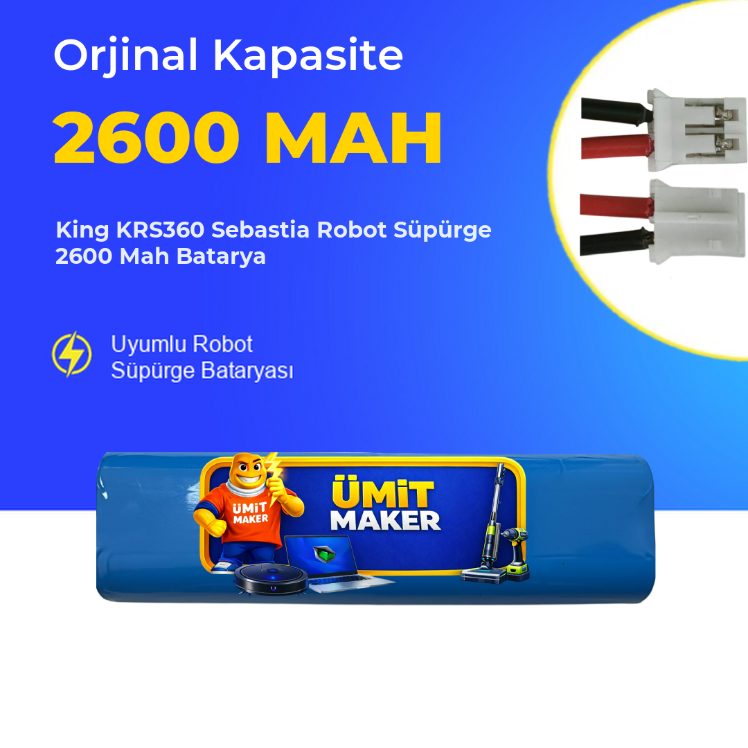 King KRS360 Sebastia Robot Süpürge 2600 Mah Batarya