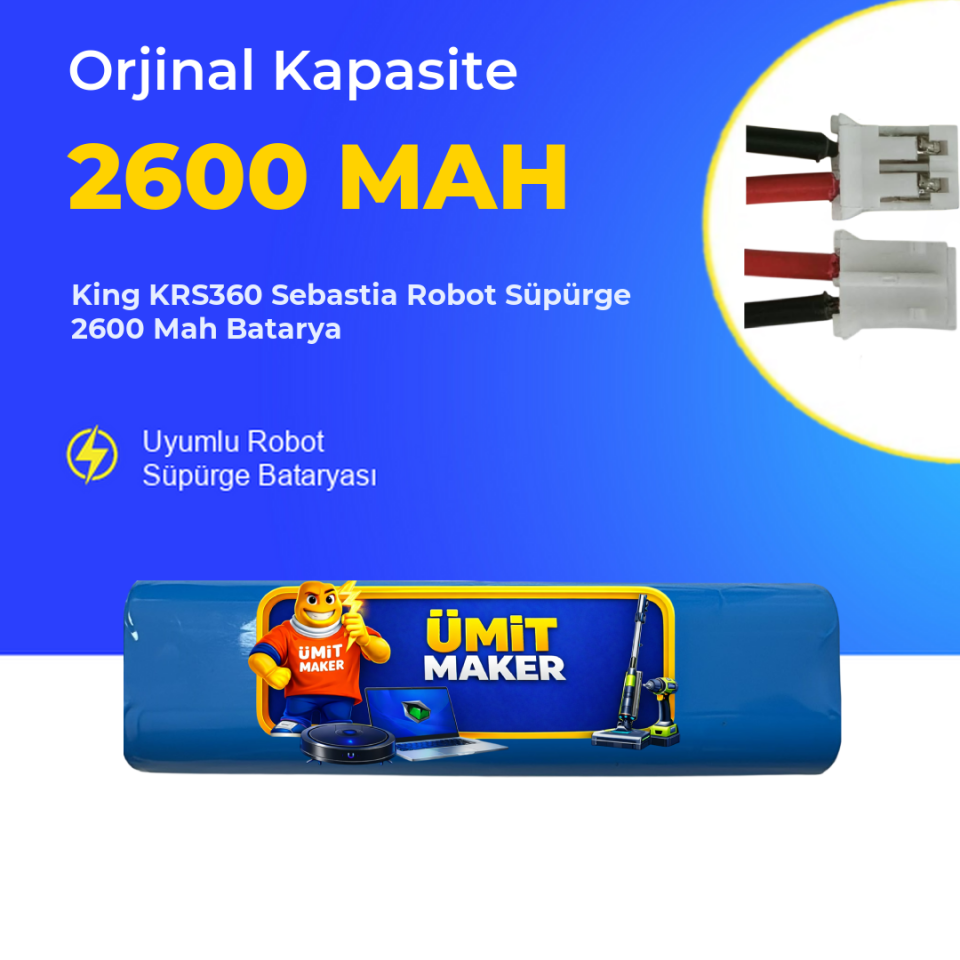 King KRS360 Sebastia Robot Süpürge 2600 Mah Batarya
