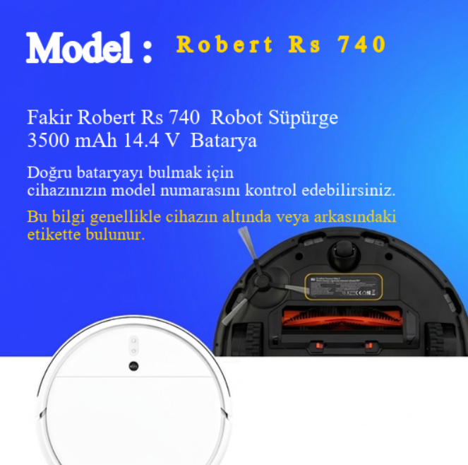 Fakir Robert Rs 740 Robot Süpürge 3500 mAh 14.4 V Yanmaz Batarya – Orjinal Uyumlu Uzun Ömürlü, Yüksek Performans Pil