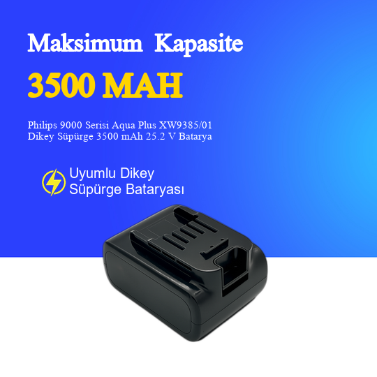 Philips 9000 Serisi Aqua Plus XW9385/01 Dikey Süpürge 3500 mAh 25.2 V Batarya