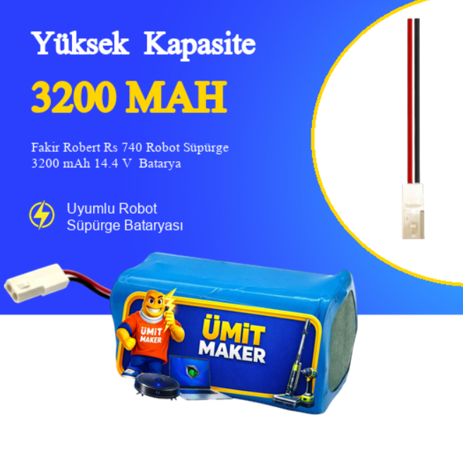 Fakir Robert Rs 740 Robot Süpürge 3200 mAh 14.4 V Yanmaz Batarya – Orjinal Uyumlu Uzun Ömürlü, Yüksek Performans Pil