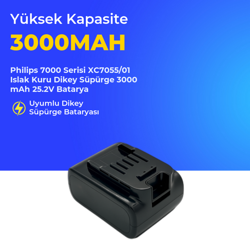 Philips 7000 Serisi XC7055/01 Islak Kuru Dikey Süpürge 3000 mAh 25.2 V Batarya