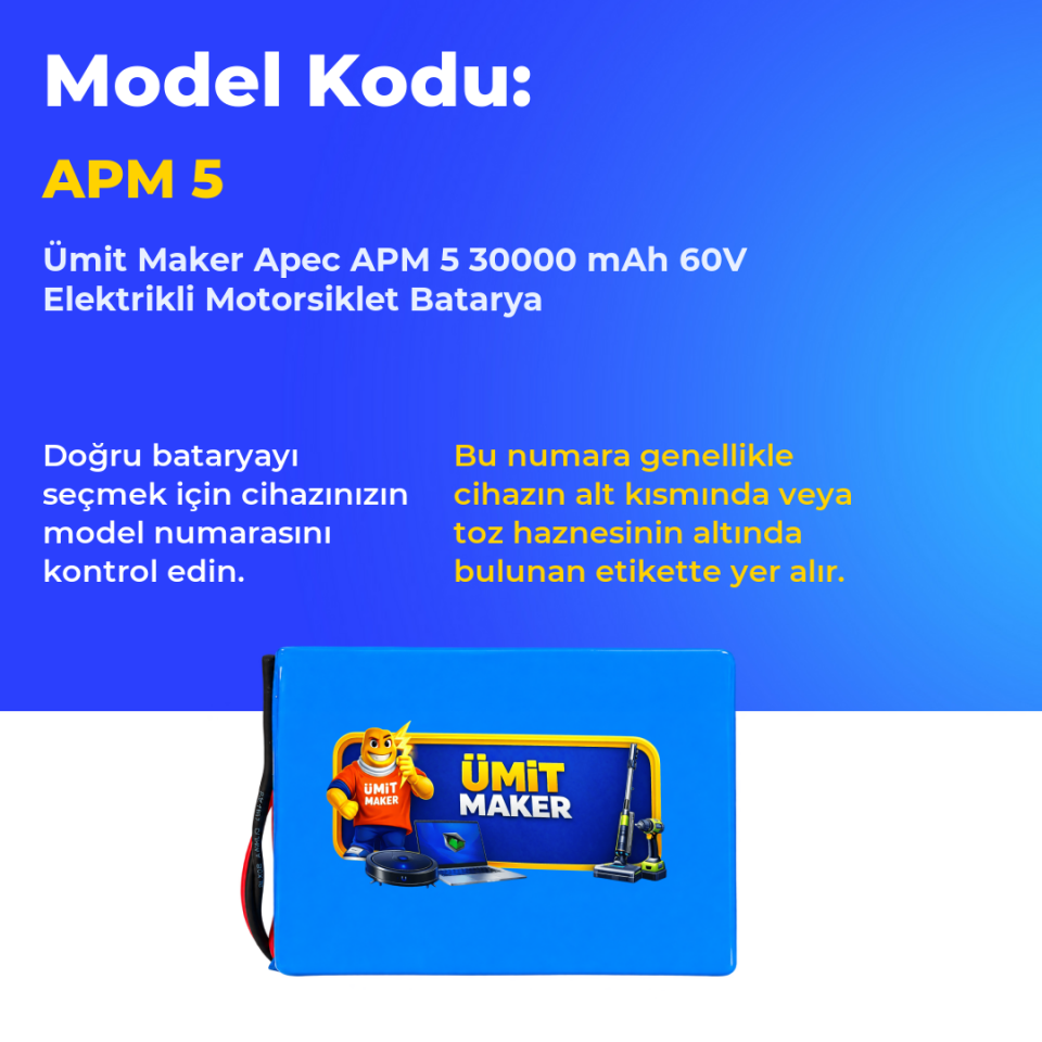 Apec APM 5 30000 mAh 60V Elektrikli Motorsiklet Batarya