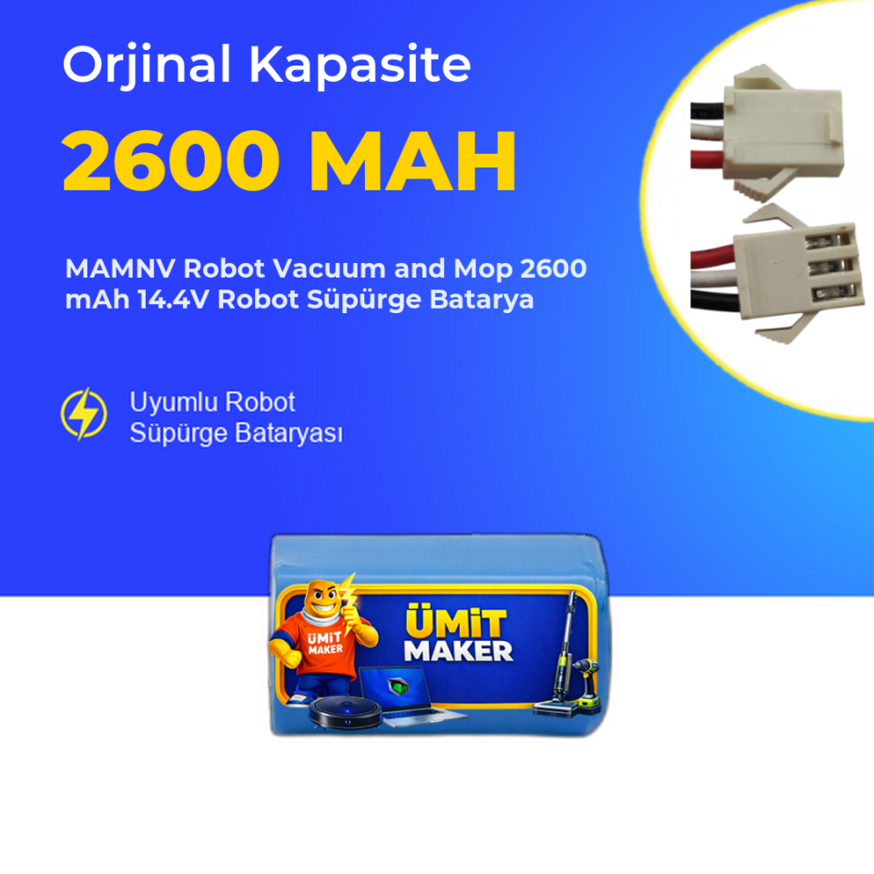 MAMNV Robot Vacuum and Mop 2600 mAh 14.4V Robot Süpürge Batarya